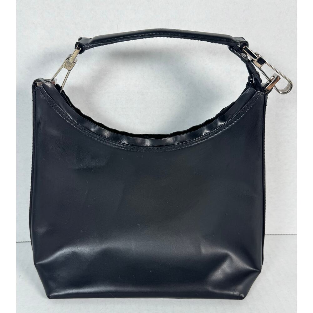 Gucci Black Leather Minimalist Hobo Shoulder Bag Silver Hardware Authenticated